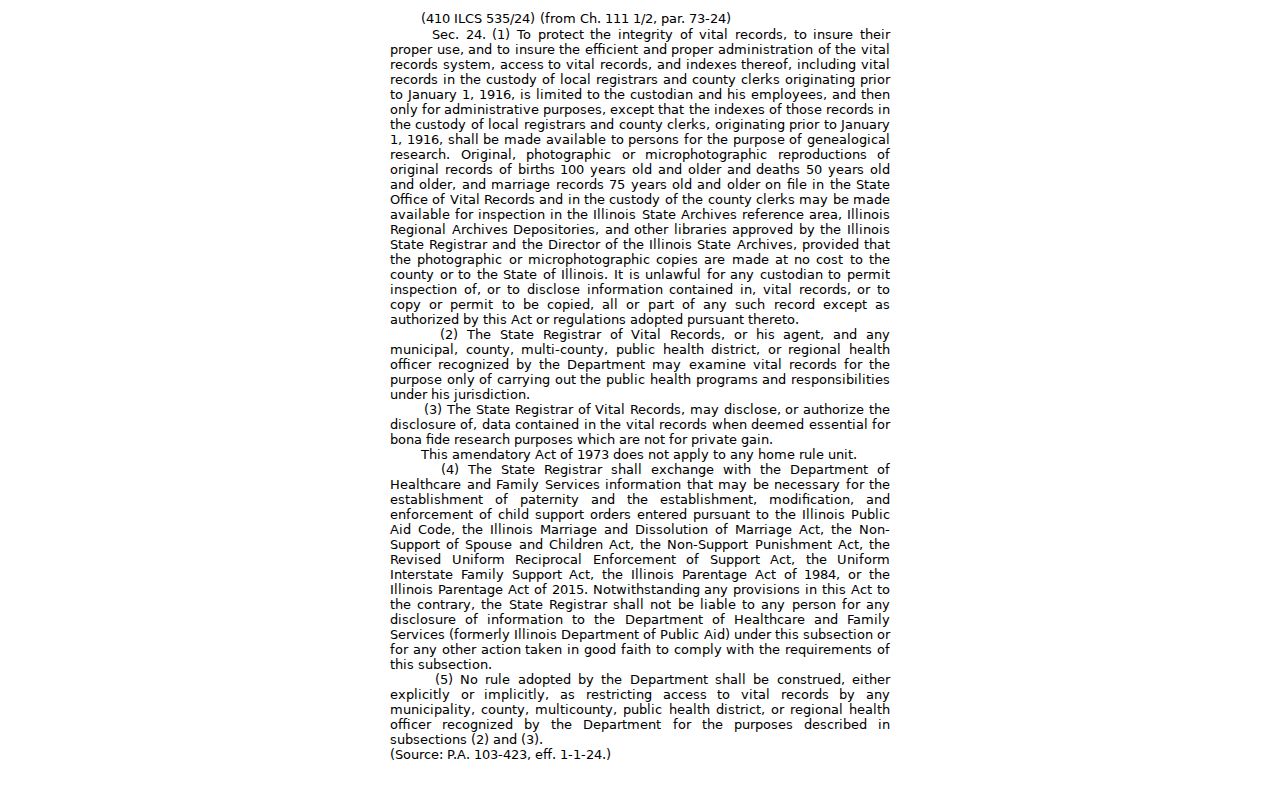 St. Charles previous residents genealogy access law