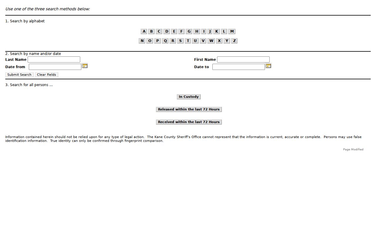 St. Charles resident lookup Kane detainee search