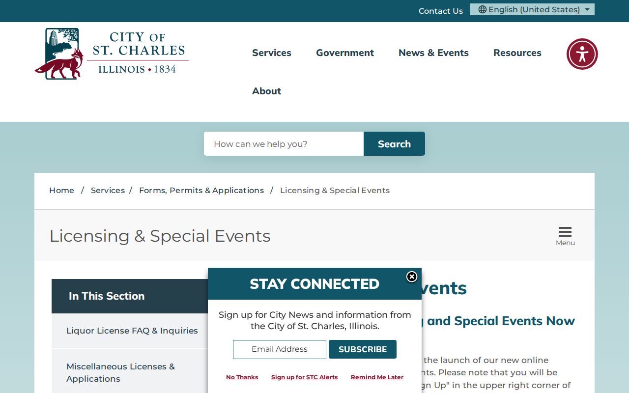 St. Charles ZIP code directory city SmartGov portal